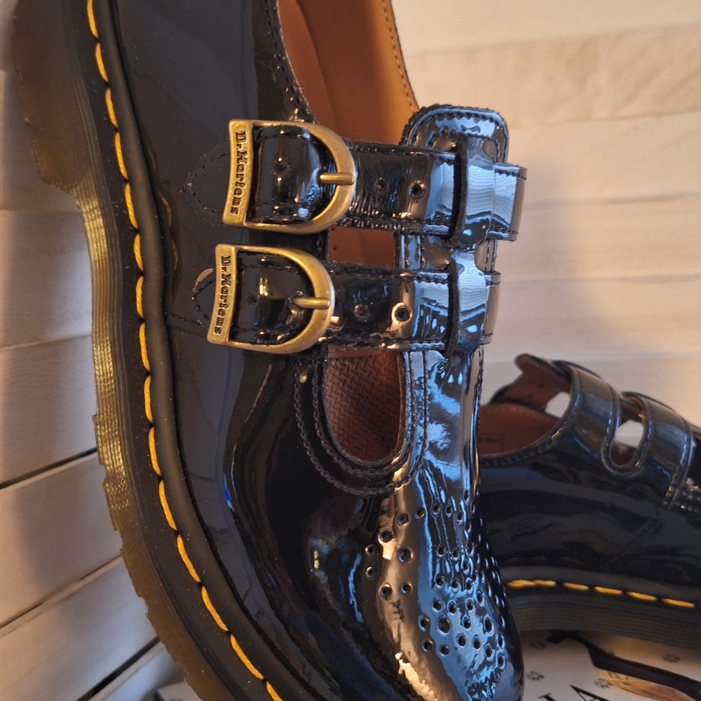 NWOT Dr. Martens Black Patent Leather Double-Strap Mary Jane Loafers - Picture 8 of 8